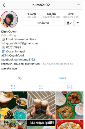 quảng cáo nhà hàng trên instagram