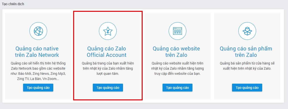 cách chạy quảng cáo Zalo official account
