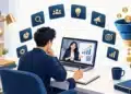 Người học khóa học Facebook Ads cho người mới trao đổi với giảng viên qua máy tính