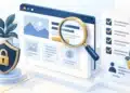 Kiểm tra landing page quảng cáo bằng kính lúp, danh sách rà soát và biểu tượng quyền riêng tư
