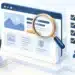 Kiểm tra landing page quảng cáo bằng kính lúp, danh sách rà soát và biểu tượng quyền riêng tư