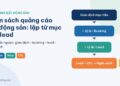 Sơ đồ bốn bước lập ngân sách quảng cáo bất động sản: giao dịch mục tiêu, chia tỷ lệ ra booking, chia tỷ lệ ra lead, rồi nhân CPL ra ngân sách