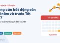 Lịch quảng cáo bất động sản cuối năm từ tháng 11 đến sau Tết 2027 với ô lịch, cành mai và các nhãn ngân sách, creative, trực sale