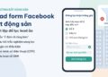 Minh họa lead form Facebook bất động sản trên điện thoại với câu hỏi mua để ở hay đầu tư, ô số điện thoại đã xác minh SMS và phễu lọc lead ảo