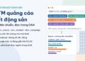 Minh họa UTM quảng cáo bất động sản: link trang dự án gắn utm_source, utm_medium, utm_campaign và báo cáo nguồn/phương tiện của phiên trong GA4