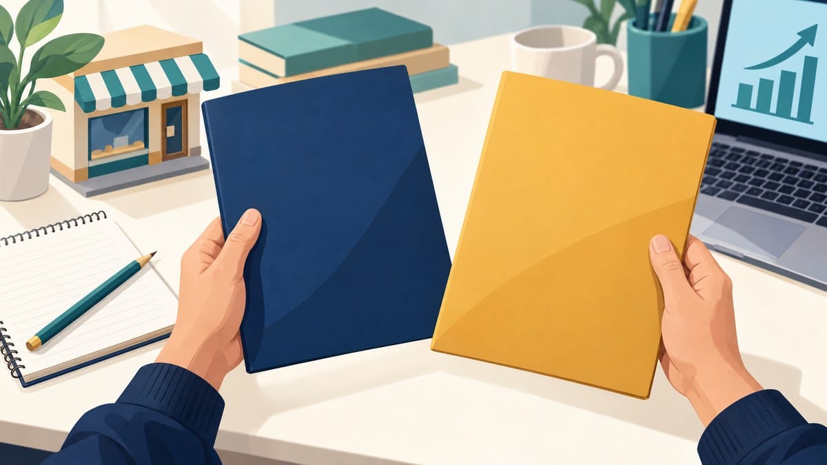 Minh họa chuẩn bị học Google Ads Search: đối chiếu các tài liệu học tập bên cạnh mô hình cửa hàng.