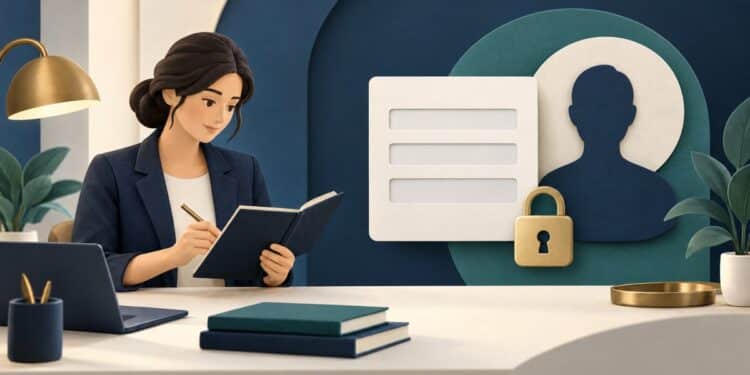 Minh họa VPCS thu thập dữ liệu: form ba trường thông tin cạnh khóa bảo vệ và hình người dùng ẩn danh.